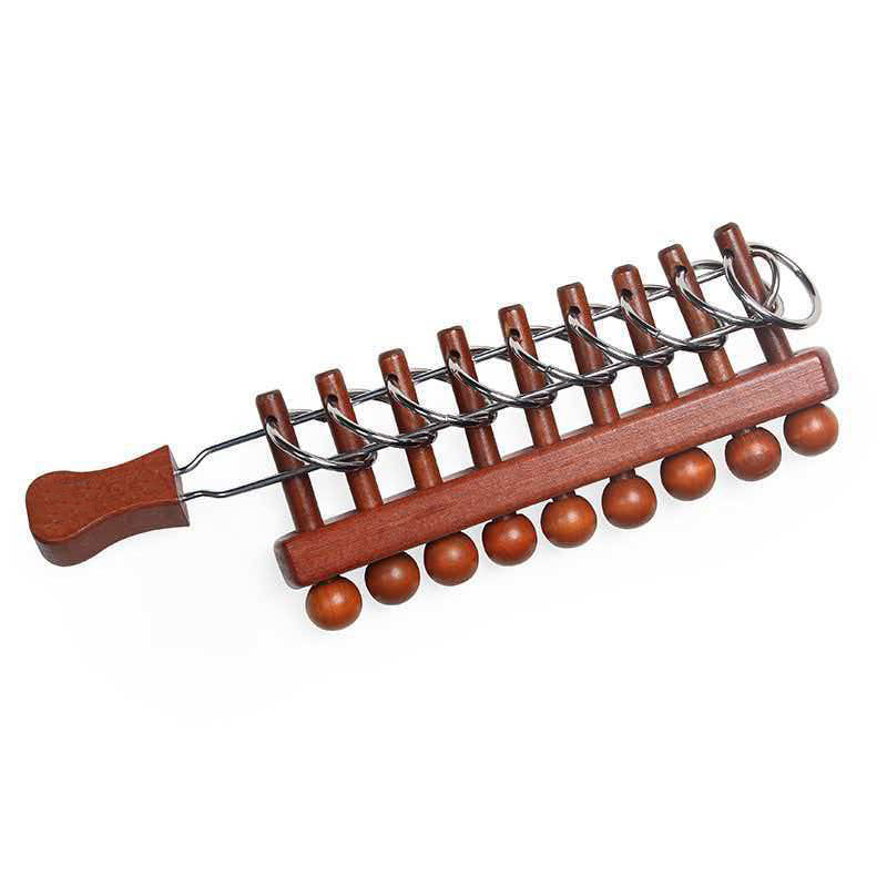 Woodworking Game - Rompecabezas chino clásico de nueve anillos