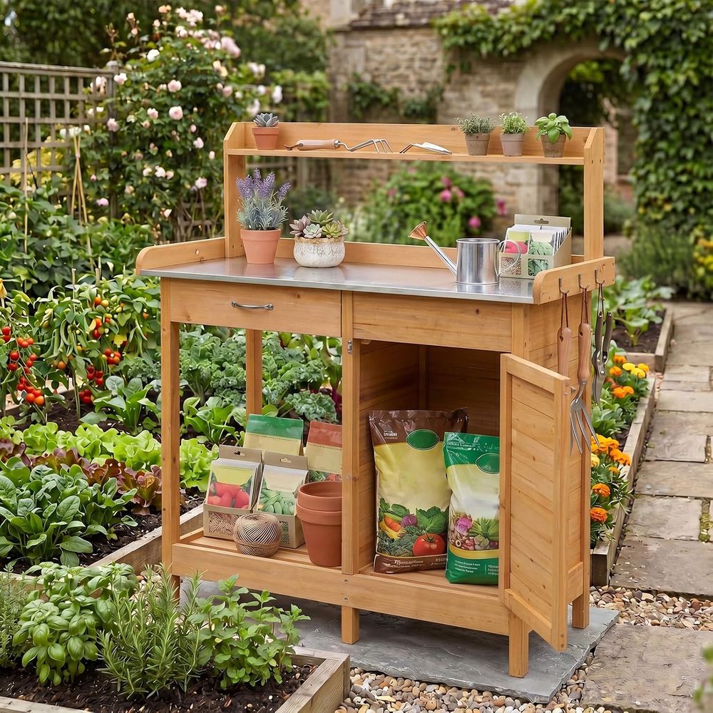 Mesa de Trabajo para Jardín, d - Workbench Woodworking reseña y precio